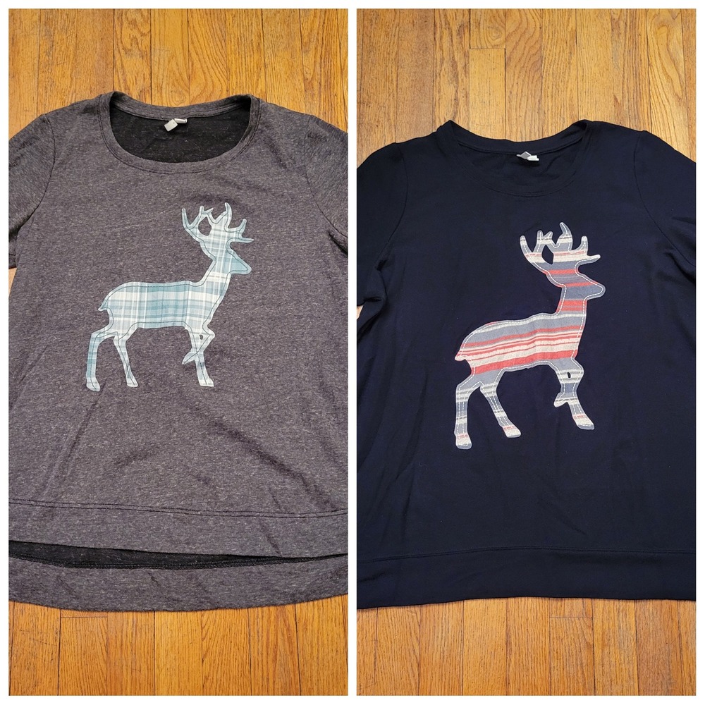 Est 1946 14/16W Sweatshirt Lot Gray Black Reindeer Graphic Christmas Winter Cozy